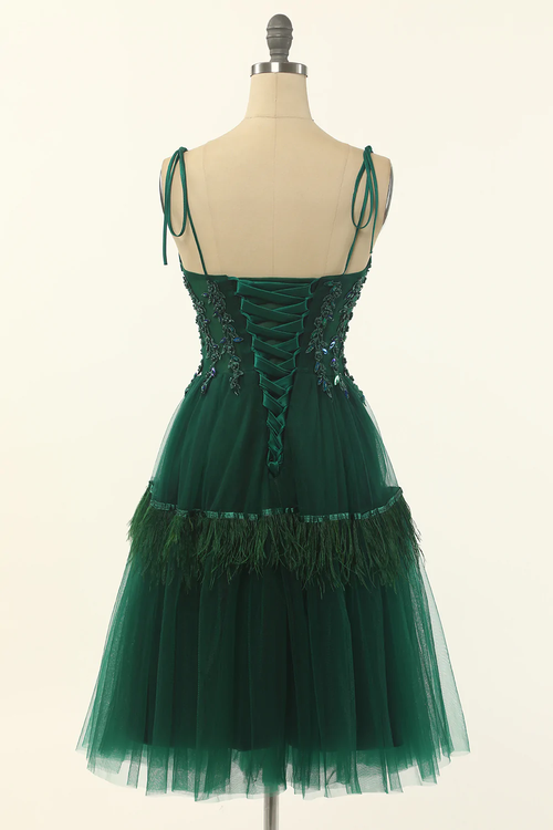 A-Linie Grüner Tüll Über Knie Länge Homecoming Kleid,Partykleid Y1703