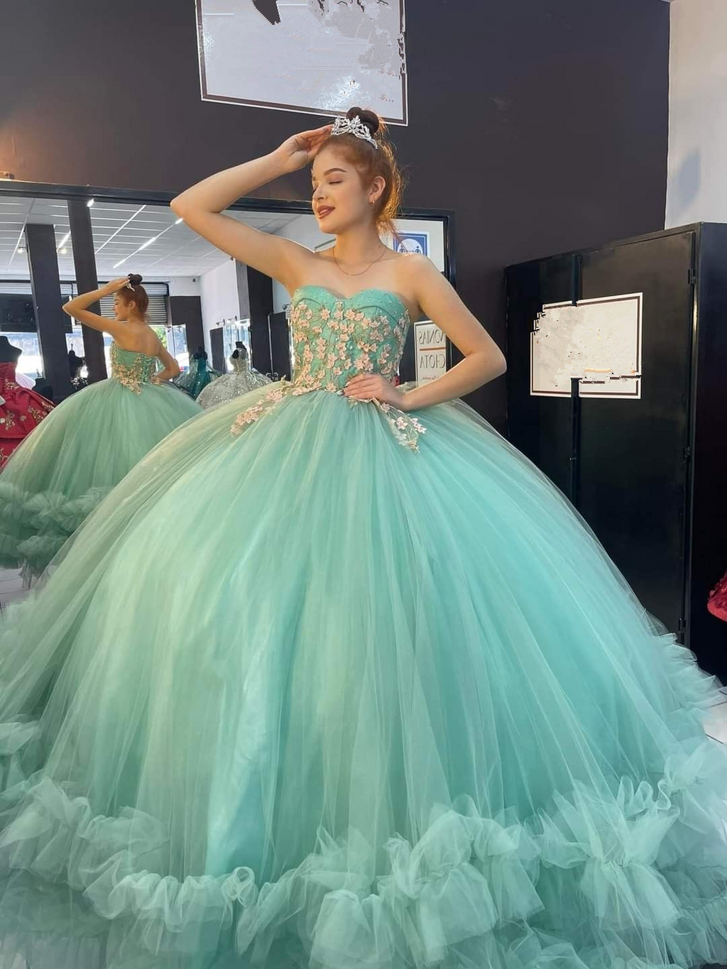 Trägerloses Tüll Ballkleid, Sweet 16 Kleid, Prinzessinnenkleid, Y2459