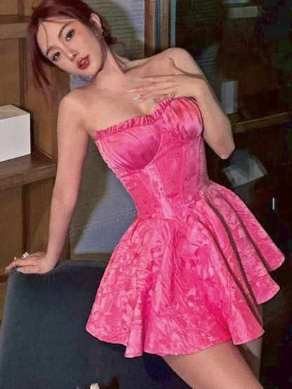 Sweet Pink A Line Strapless Short Homecoming Dress Y7753