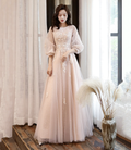 Lindo vestido de fiesta largo de tul con encaje, vestido de noche de corte A Y1291