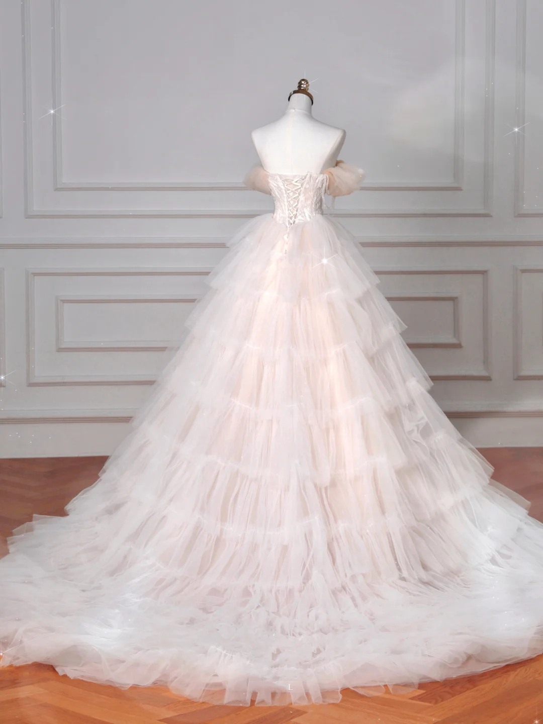Vestido de novia elegante de tul rosa claro, corte A, vestido de noche formal para graduación Y8623