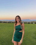 Sexy grünes Homecoming-Kleid mit Ausschnitt an der Taille Y2661