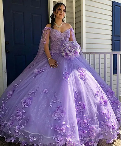 Pink Sweet 16 Dress,Pink Ball Gown With 3D Flowers,Pink Princess Dress  Y2337