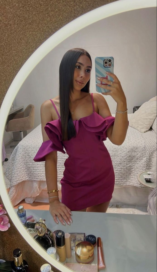 Vestido sexy ajustado fucsia, minivestido de fiesta Y4879