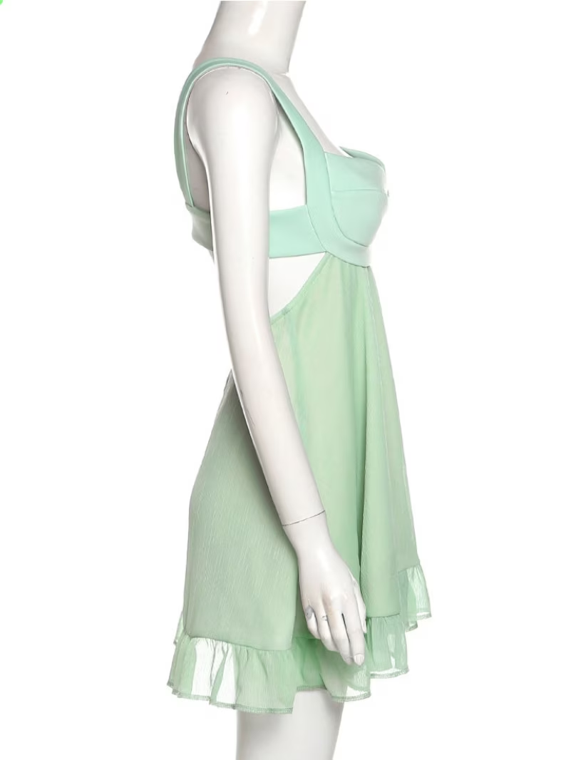 Grünes A-Linie Mini Homecoming Kleid, rückenfreies Partykleid, Y2510