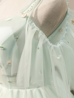 Vestidos cortos de tul con escote corazón, sencillos y abullonados, color verde, para el regreso a casa Y2409