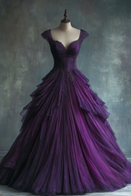 Elegante vestido de quinceañera de tul azul con encaje y corte en A, estilo formal, Y7797