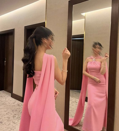 Vestido de noche rosa sin tirantes para mujer, sexy, con espalda descubierta, largo hasta el suelo, vestido de fiesta Y6110