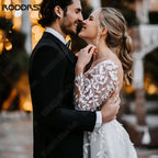 Sexy Backless Wedding Dresses New 2023 Long Sleeves Bride Gowns V-Neck A-Line Lace Applique Tulle vestidos de novia-payinti