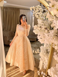 Vestido de noche musulmán con lentejuelas y corte A Y6991