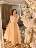 Vestido de noche musulmán con lentejuelas y corte A Y6991