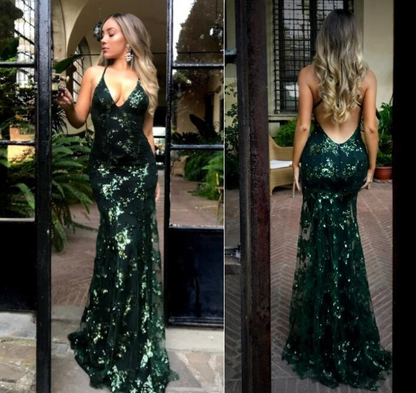 Green sequin prom dress new design dress prom  sparkly evening dress Y6652