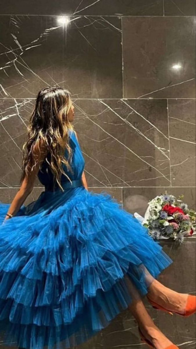 Schlichtes A-Linien-Abendkleid aus Tüll Y4004