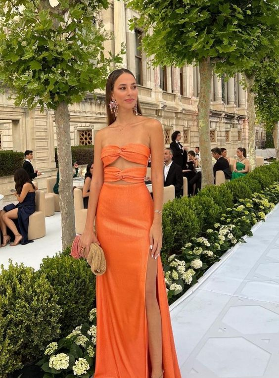 Sexy Orange Sheath Prom Dress Orange Evening Dress Y6234