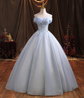 Blaues Tüll-Spitzen-Langballkleid Abendkleid Y1293