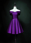 Lila Herzausschnitt Satin Off Shoulder Homecoming Kleider Y855