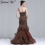 Im Angebot, keine Rückgabe, keine Rückerstattung. Real Photo, langes, elegantes Abendkleid 2025, sexy, trägerloses, mit Perlen verziertes Meerjungfrau-Abendkleid im neuen Stil LA6102 