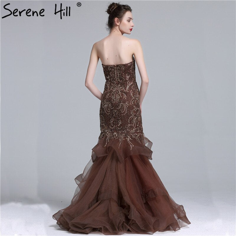 Im Angebot, keine Rückgabe, keine Rückerstattung. Real Photo, langes, elegantes Abendkleid 2025, sexy, trägerloses, mit Perlen verziertes Meerjungfrau-Abendkleid im neuen Stil LA6102 