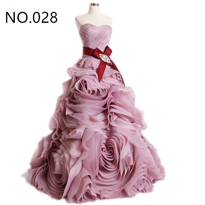 Real photo 2025 Marke Design Robe De Mariage Brautkleid Rüschen Perlen Kristall Burgund Hochzeit Kleid HM6681 