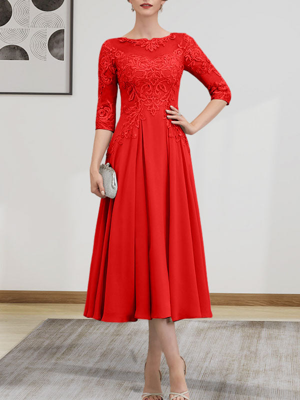 Vestido de gasa con encaje, corte A, ilusión, largo hasta la rodilla, para madre de la novia, con lentejuelas y abalorios