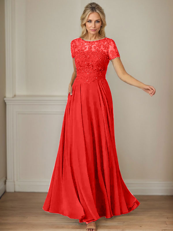 Dunkelmarineblaues A-Linien-Chiffonkleid mit U-Boot-Ausschnitt und Pailletten 