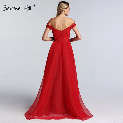 On Sale No Return No Refund Sale Red Luxury Sequined Beading Sexy Evening Dresses 2025 Dubai Latest Off Shoulder Evening Gowns For Women LA60792