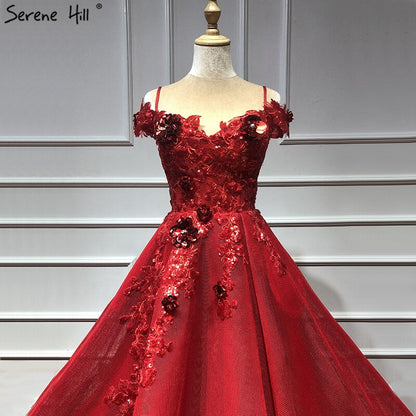 On Sale No Return No Refund Sale Red Luxury Sequined Beading Sexy Evening Dresses 2025 Dubai Latest Off Shoulder Evening Gowns For Women LA60792