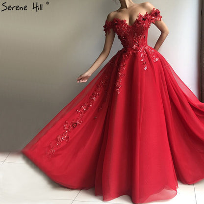 On Sale No Return No Refund Sale Red Luxury Sequined Beading Sexy Evening Dresses 2025 Dubai Latest Off Shoulder Evening Gowns For Women LA60792