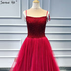 Im Angebot, keine Rückgabe, keine Rückerstattung. Verkaufe rote trägerlose, sexy A-Linien-Abendkleider, neuestes Design, ärmellos, Pailletten, Perlen, formelles Kleid, echtes Foto LA70004 