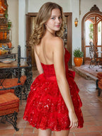 Vestidos de fiesta de bienvenida con apliques de encaje y escote en forma de corazón con lazo