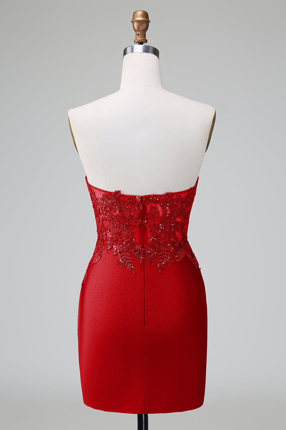 Vestido de fiesta corto, plisado, sin tirantes, ajustado, verde oscuro y elegante con cuentas