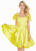 Satin Gelb Homecoming Kleid Knielange Kleider SYH53 