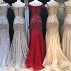 Vestido de noche de lujo con hombros descubiertos, lentejuelas, sirena, sexy y brillante, estilo formal, color oro rosa de Dubái, LA6232, 2025 
