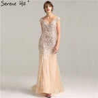 Vestido de noche de lujo con hombros descubiertos, lentejuelas, sirena, sexy y brillante, estilo formal, color oro rosa de Dubái, LA6232, 2025 