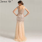 Vestido de noche de lujo con hombros descubiertos, lentejuelas, sirena, sexy y brillante, estilo formal, color oro rosa de Dubái, LA6232, 2025 