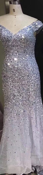 Vestido de noche de lujo con hombros descubiertos, lentejuelas, sirena, sexy y brillante, estilo formal, color oro rosa de Dubái, LA6232, 2025 