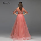 Roségoldene Abendkleider mit O-Ausschnitt und Pailletten 2025 A-Linie Neuestes Design Sexy Sparkle Abendkleid LA60976 