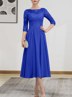 Vestido de gasa con encaje, corte A, ilusión, largo hasta la rodilla, para madre de la novia, con lentejuelas y abalorios