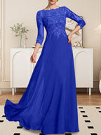Vestido de gasa con encaje y lentejuelas para madre de la novia, corte A, largo hasta el suelo