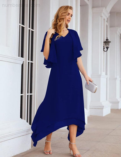 Sunnderly Chiffon Plus Size Mother of Bride Dresses with Jacket Formal Dresses for Wedding SY28073