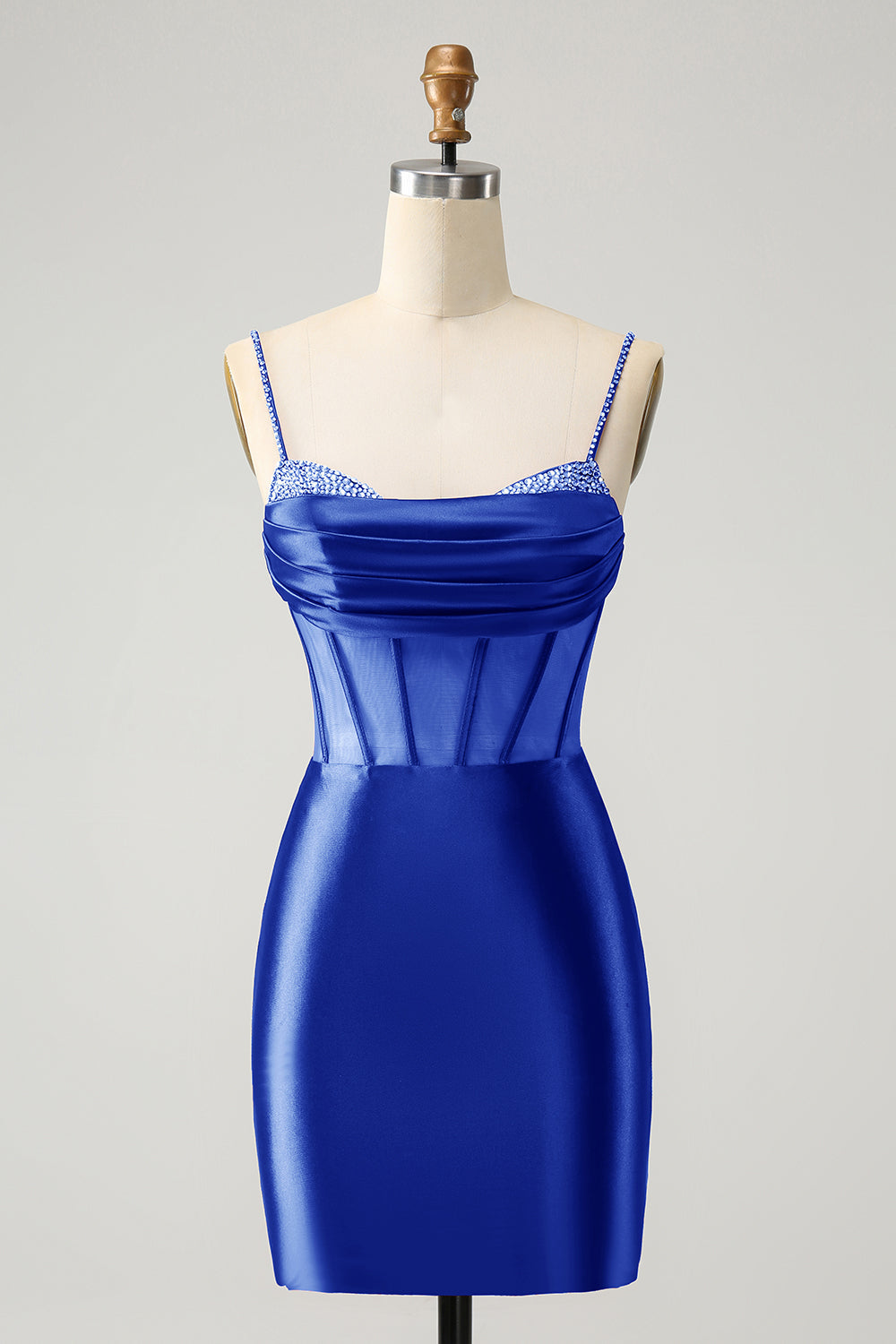 Schickes, fuchsiafarbenes, figurbetontes, plissiertes Korsett-Kurz-Homecoming-Kleid mit Perlen