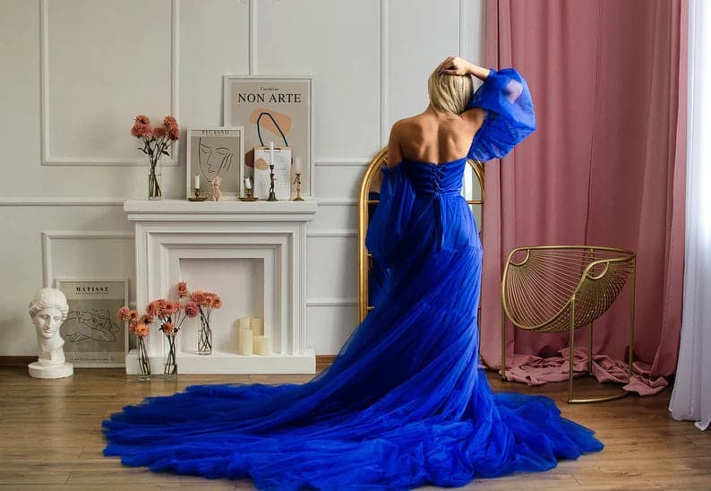Royal blue tulle dress for Photoshoot SY043