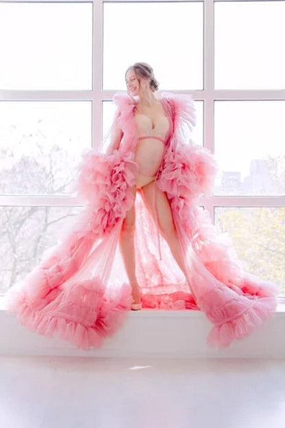Ruffle Maternity Dress Maternity Photoshoot Robes SY044