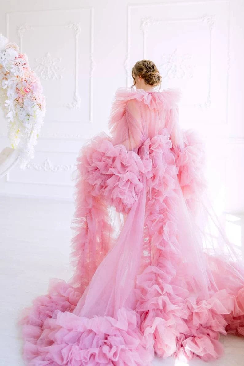 Ruffle Maternity Dress Maternity Photoshoot Robes SY044