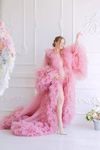 Umstandskleid mit Rüschen, Umstands-Fotoshooting-Roben SY044