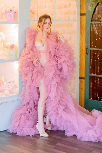 Ruffle Maternity Dress Maternity Photoshoot Robes SY044