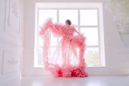 Ruffle Maternity Dress Maternity Photoshoot Robes SY044