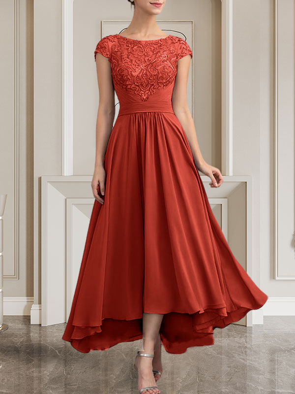 Vestido de gasa con encaje y lentejuelas para madre de la novia, corte A, largo hasta el suelo