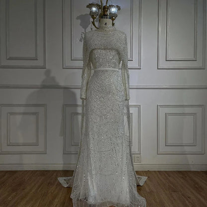 Muslim hajab Mermaid Long Cape Dubai Arabia Luxury Evening Dresses Gowns for Women Wedding Party 2025 LA72032M
