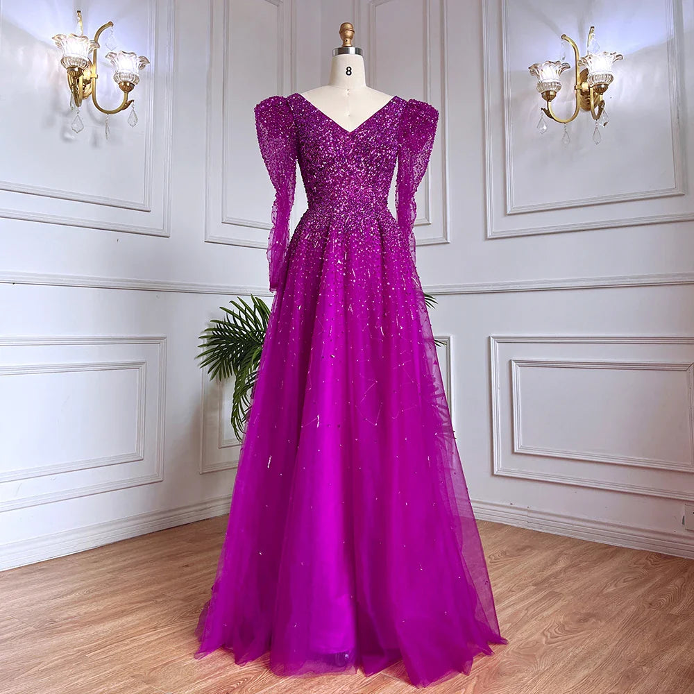 Grünes Meerjungfrauen-Abendkleid mit Perlenbesatz und Rockärmeln LA71762 